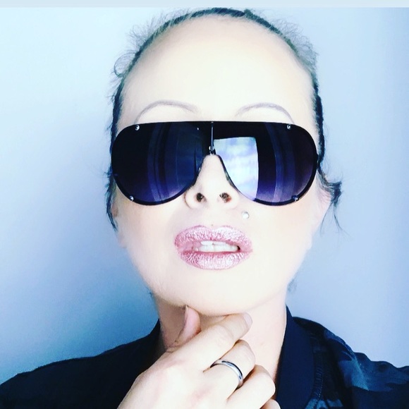 Black Round Shield Aviator Sunglasses main image 5